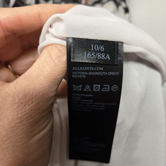 AllSaints Victoria Magnolia Silk Dress Sz 2 Floral Sleeveless A-Line Flowy EU 34 - Picture 10 of 11